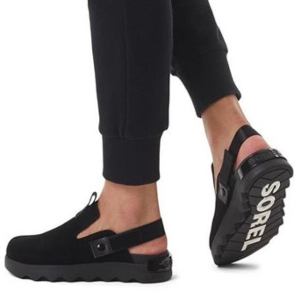 Sorel Viibe Clogs Leather Slip On Mules Black Size 7 NEW - Picture 2 of 8